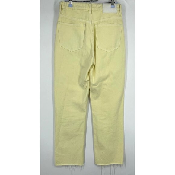 NWOT ZARA High Rise Straight Leg Button Fly Jeans Yellow 4 27 - Picture 5 of 6